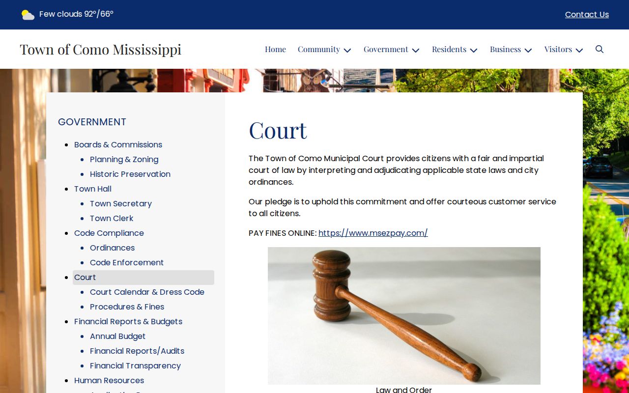 Como court docket Municipal Court official page