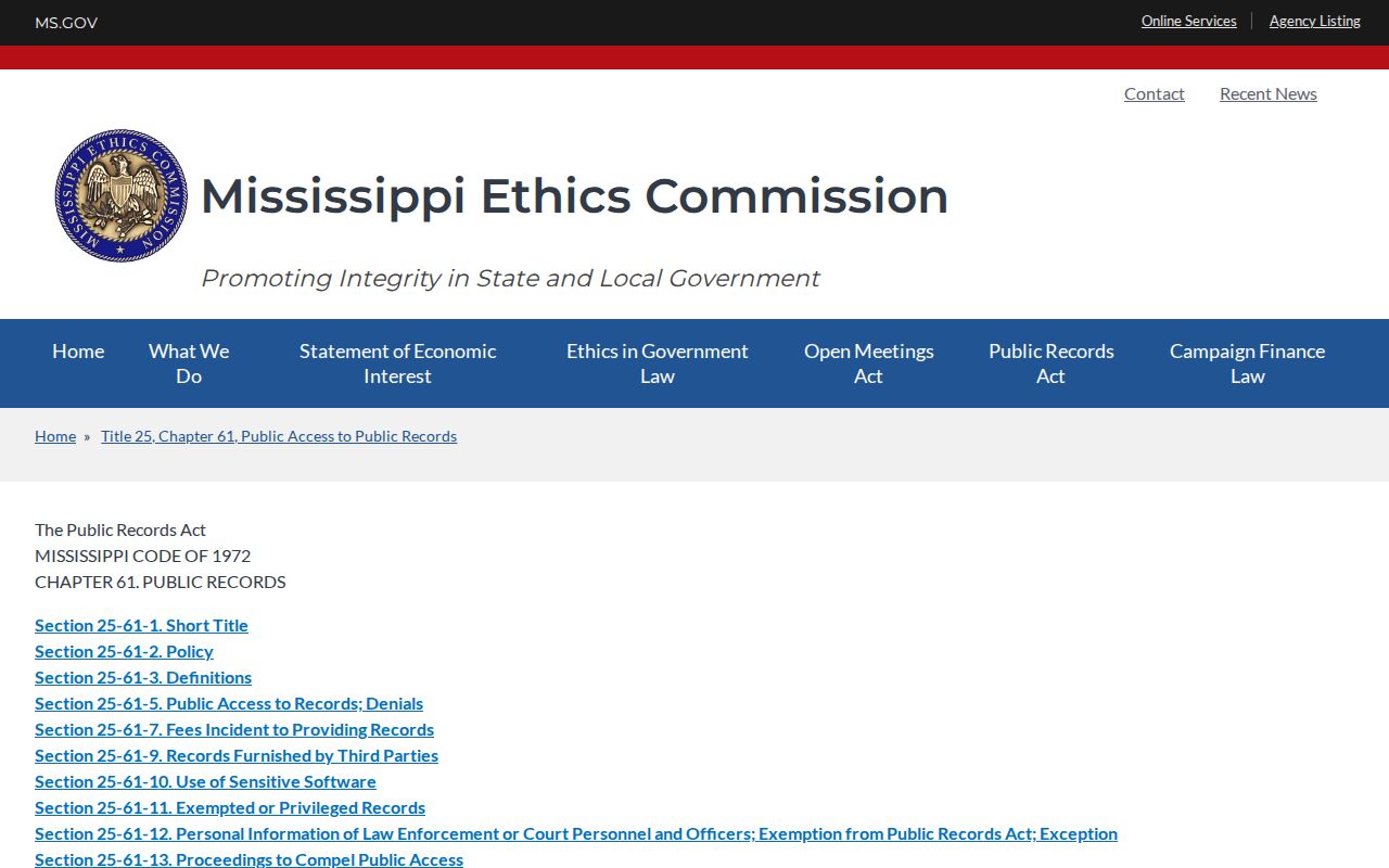 Panola County court records Mississippi Public Records Act information
