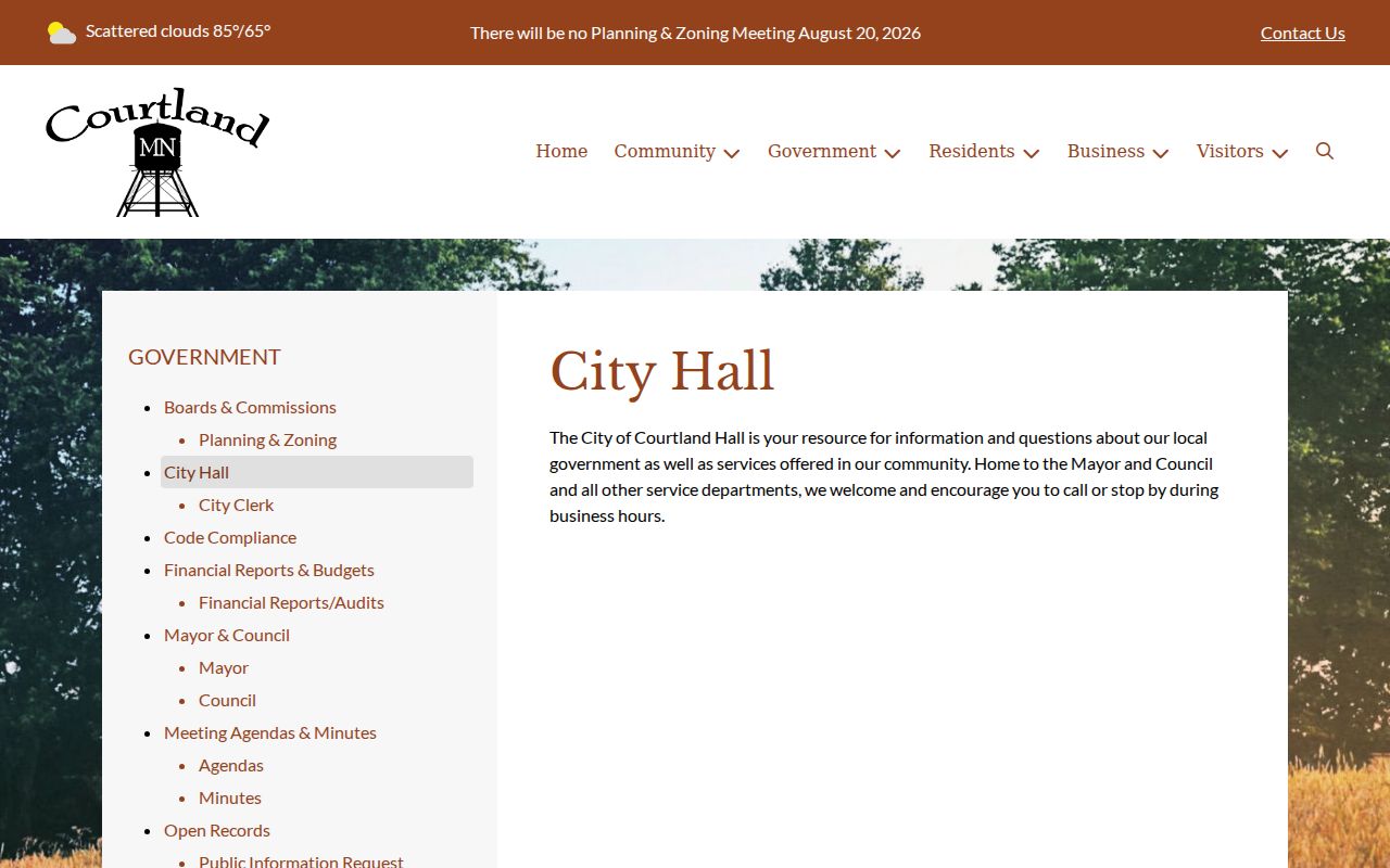 Courtland court docket official City Hall page
