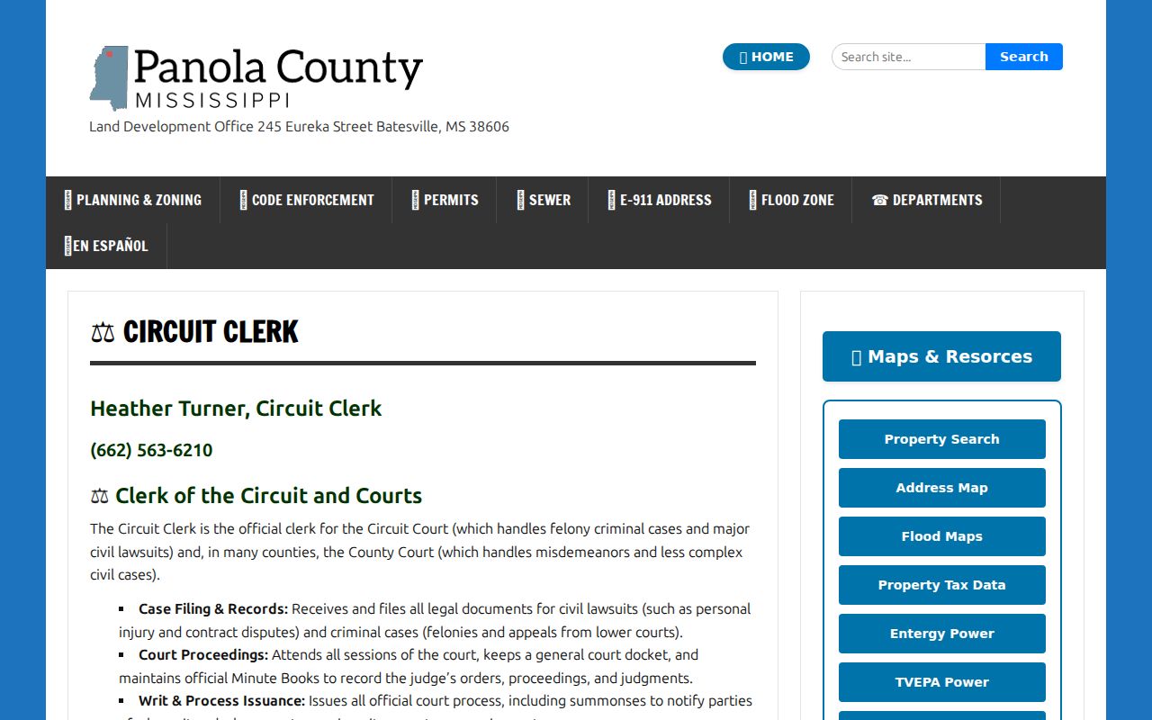 Panola criminal docket Circuit Clerk office page