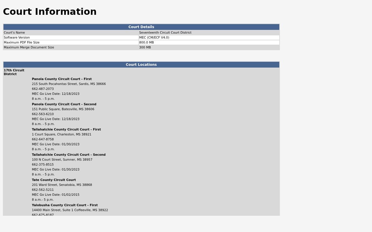 Panola criminal docket Seventeenth Circuit MEC CourtInfo page