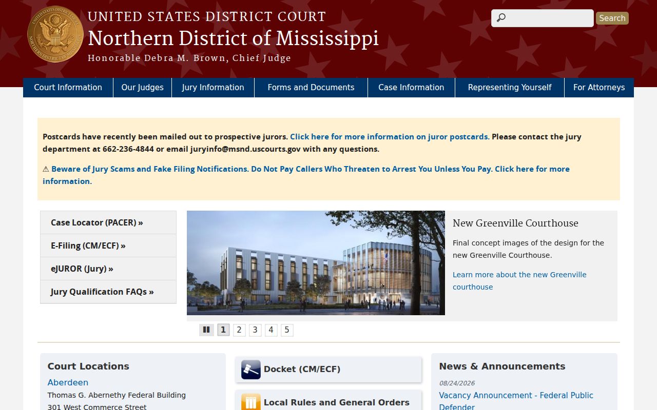 Panola County court docket Northern District federal court page