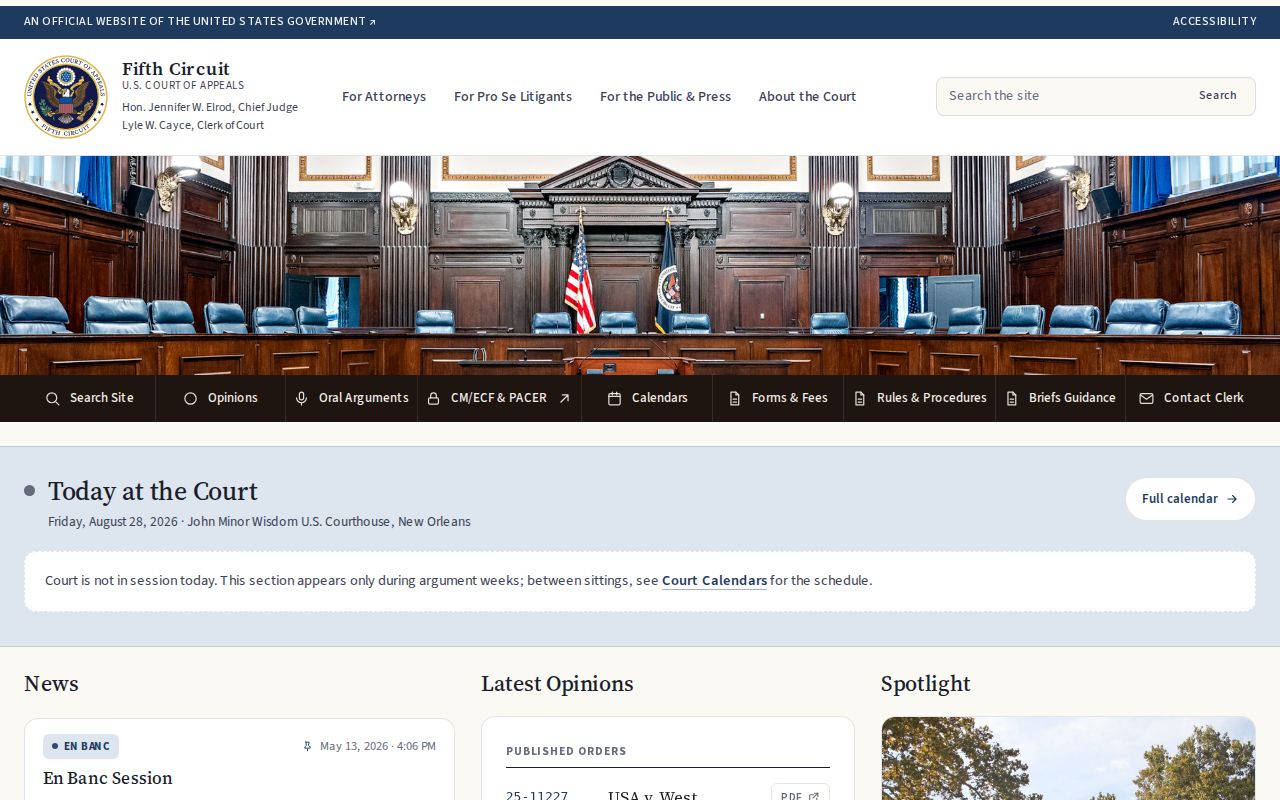 Panola County court docket Fifth Circuit appeals court page